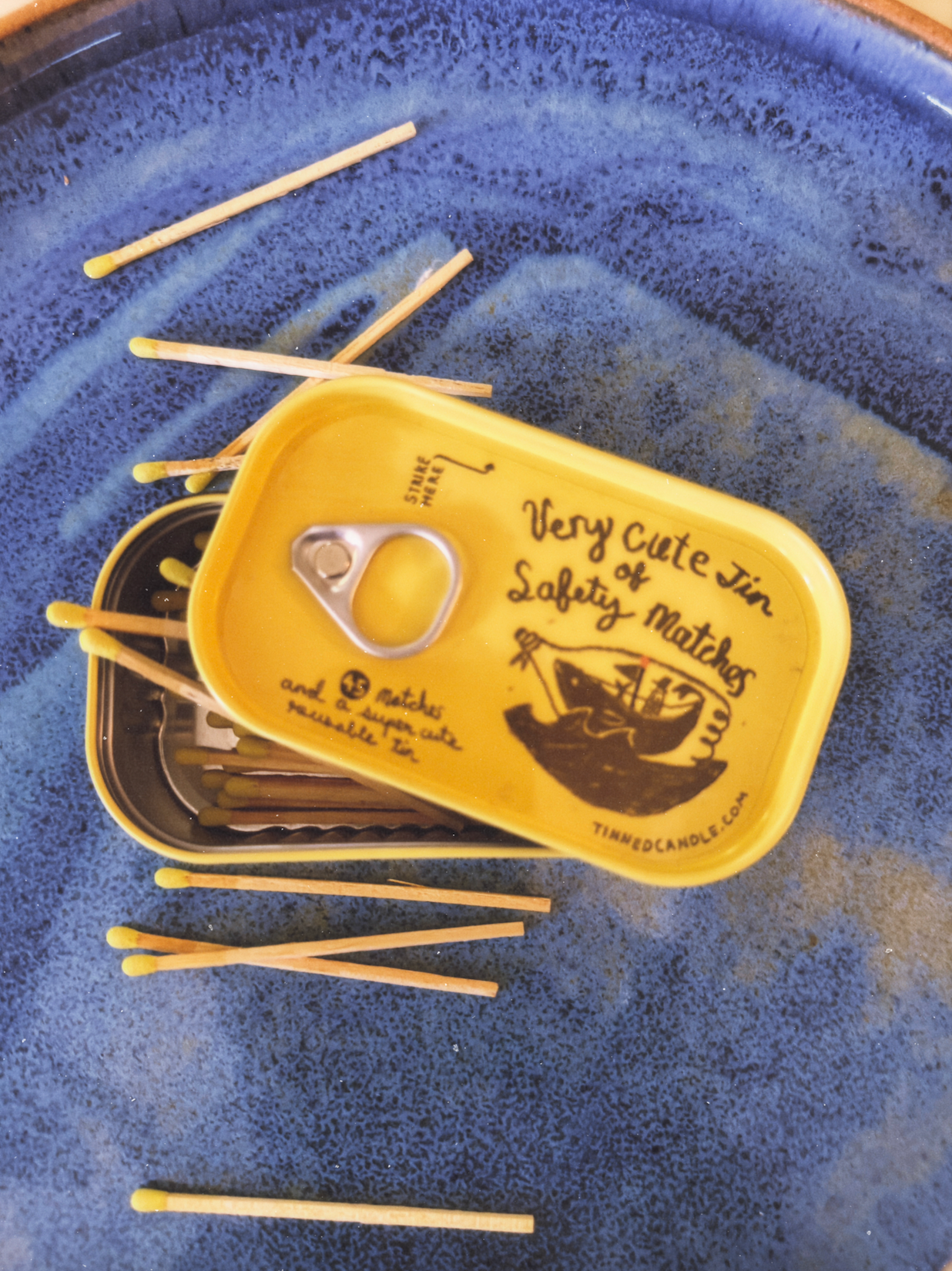 Very Cute Tin of Safety Matches (Yellow)
