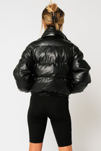 Brett Faux Leather Puffer Jacket