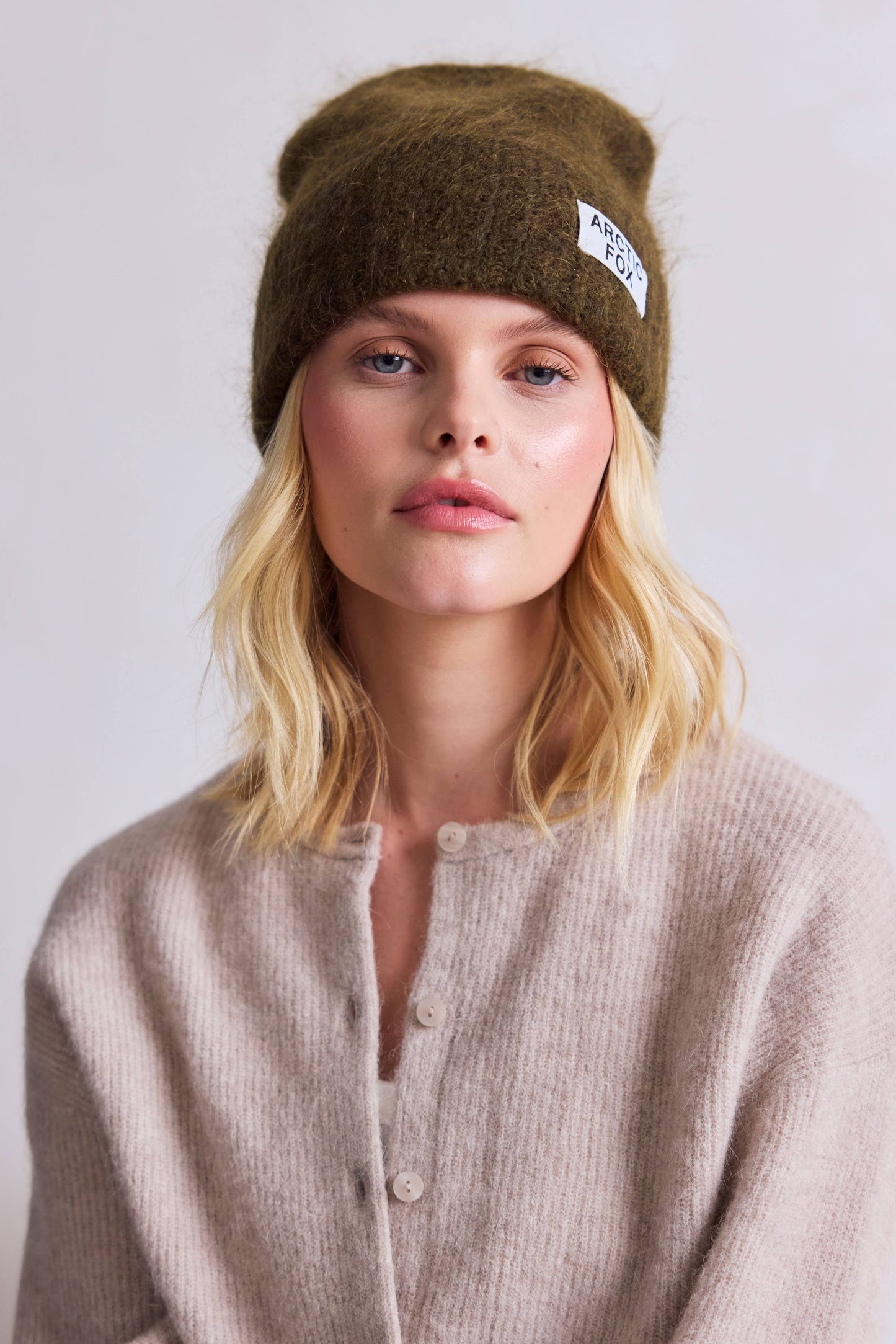 The Mohair Beanie - Khaki Green