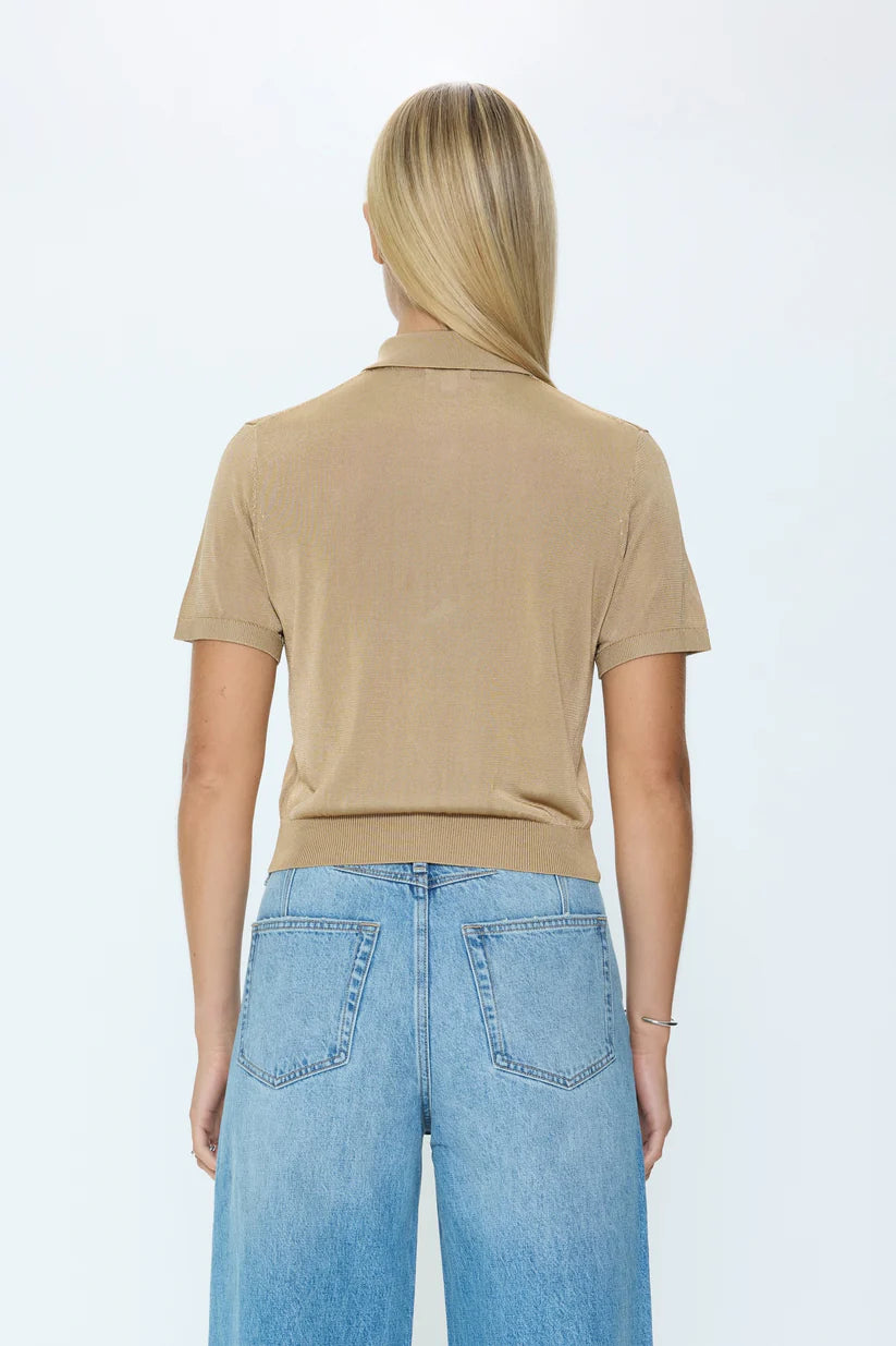 Lucca Short Sleeve Polo Sweater - Wheat