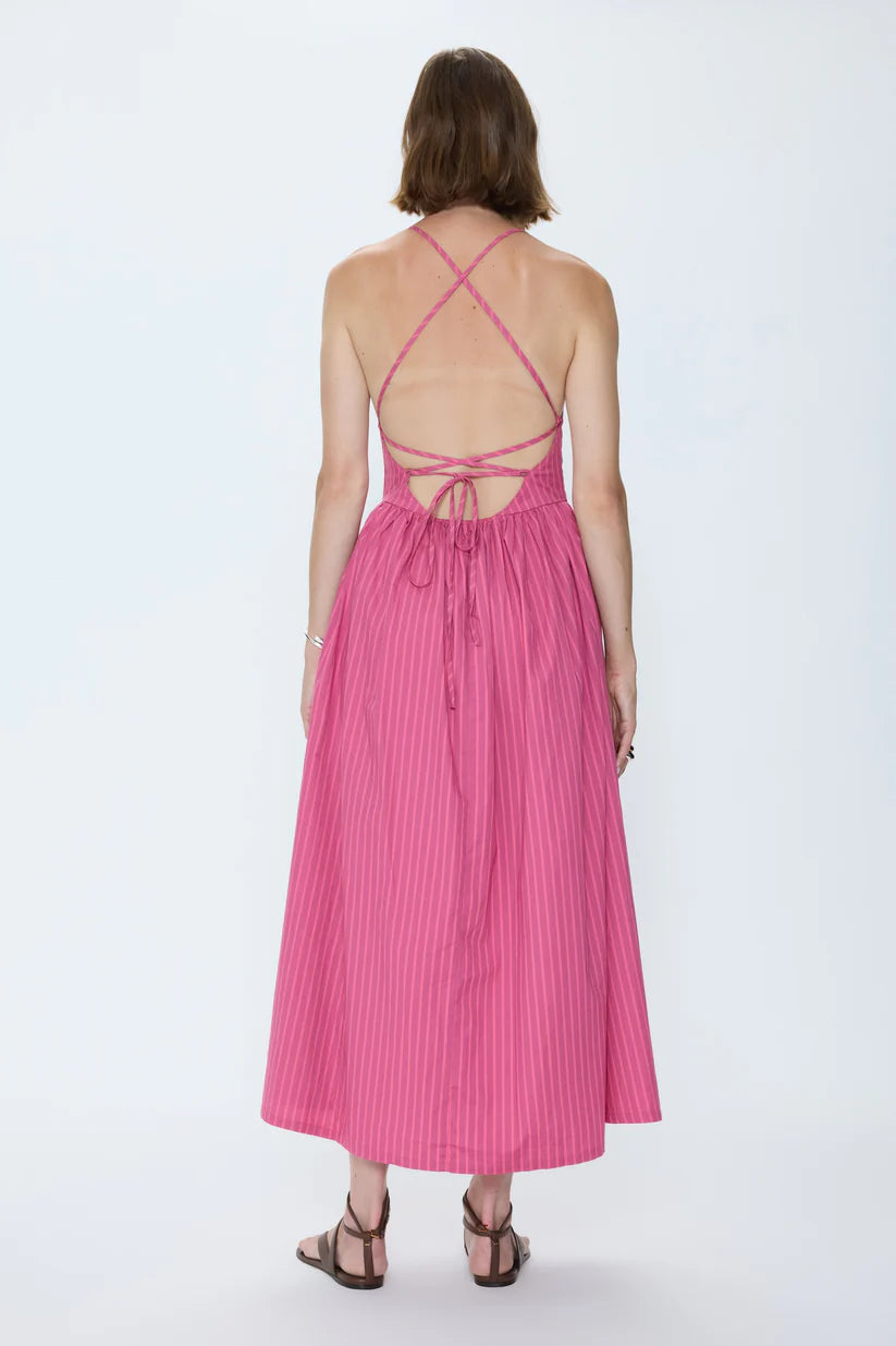 Sadee Open Back Dress - Magenta Stripe