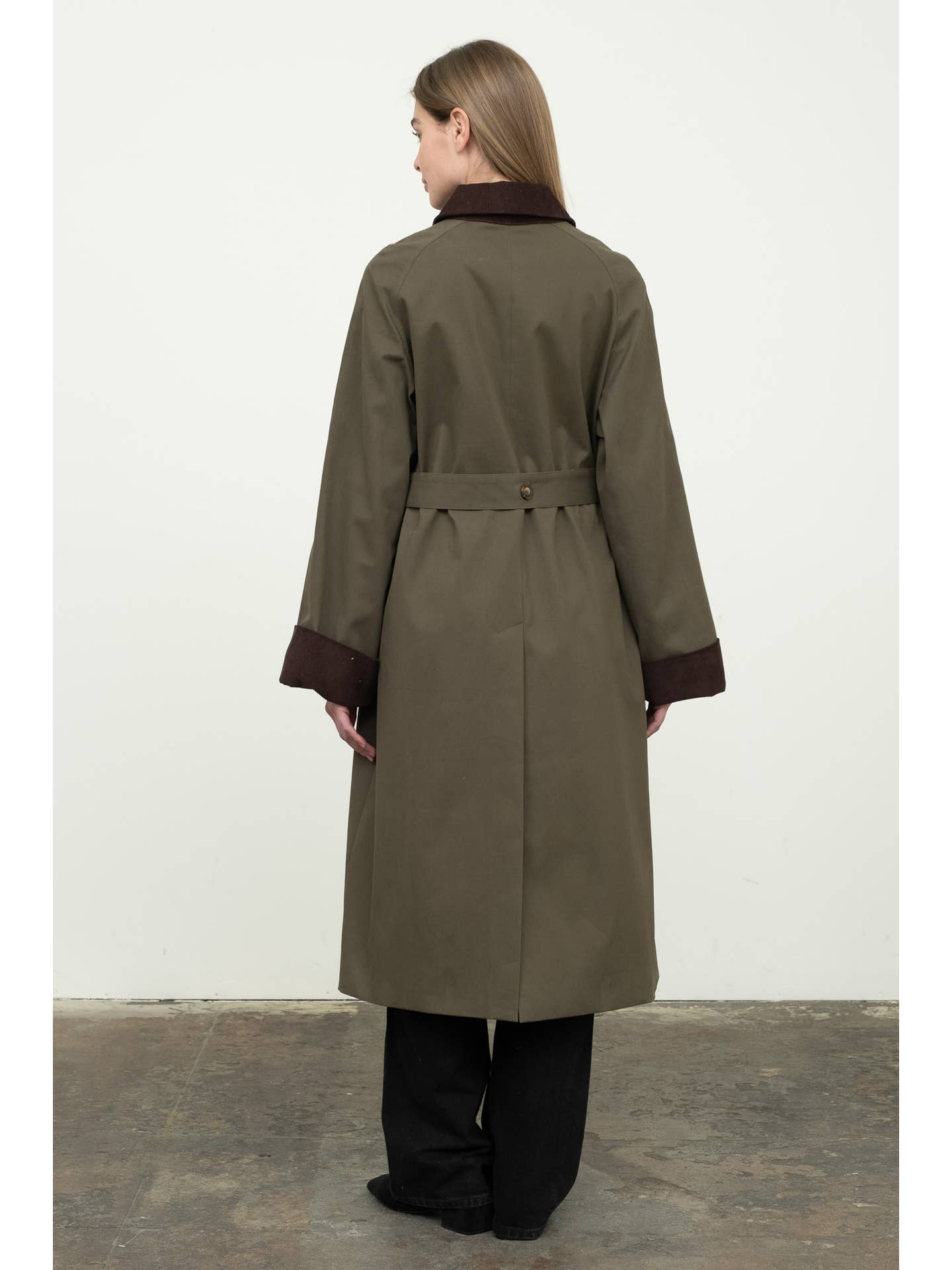 Courduroy Detail Trench Coat