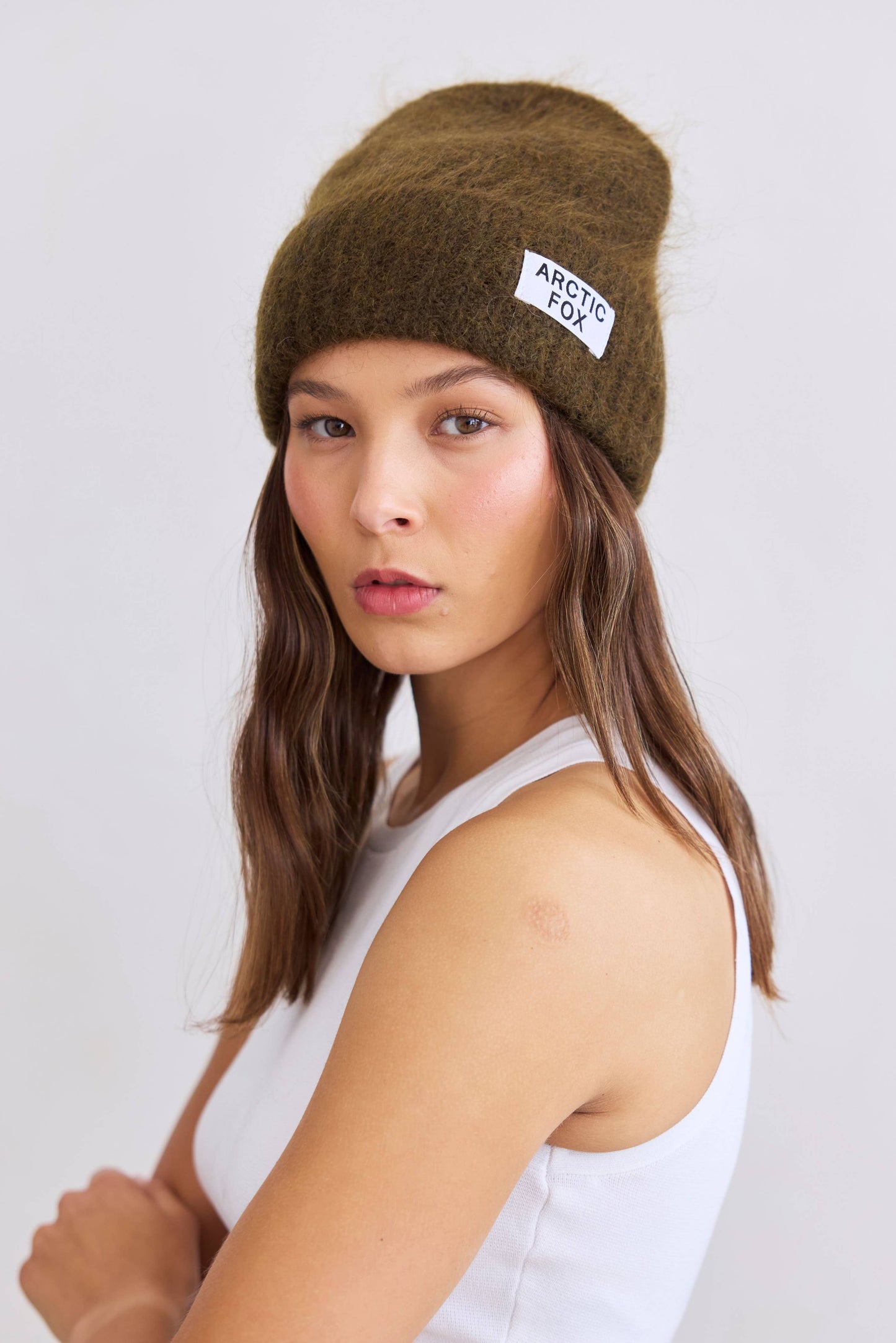 The Mohair Beanie - Khaki Green
