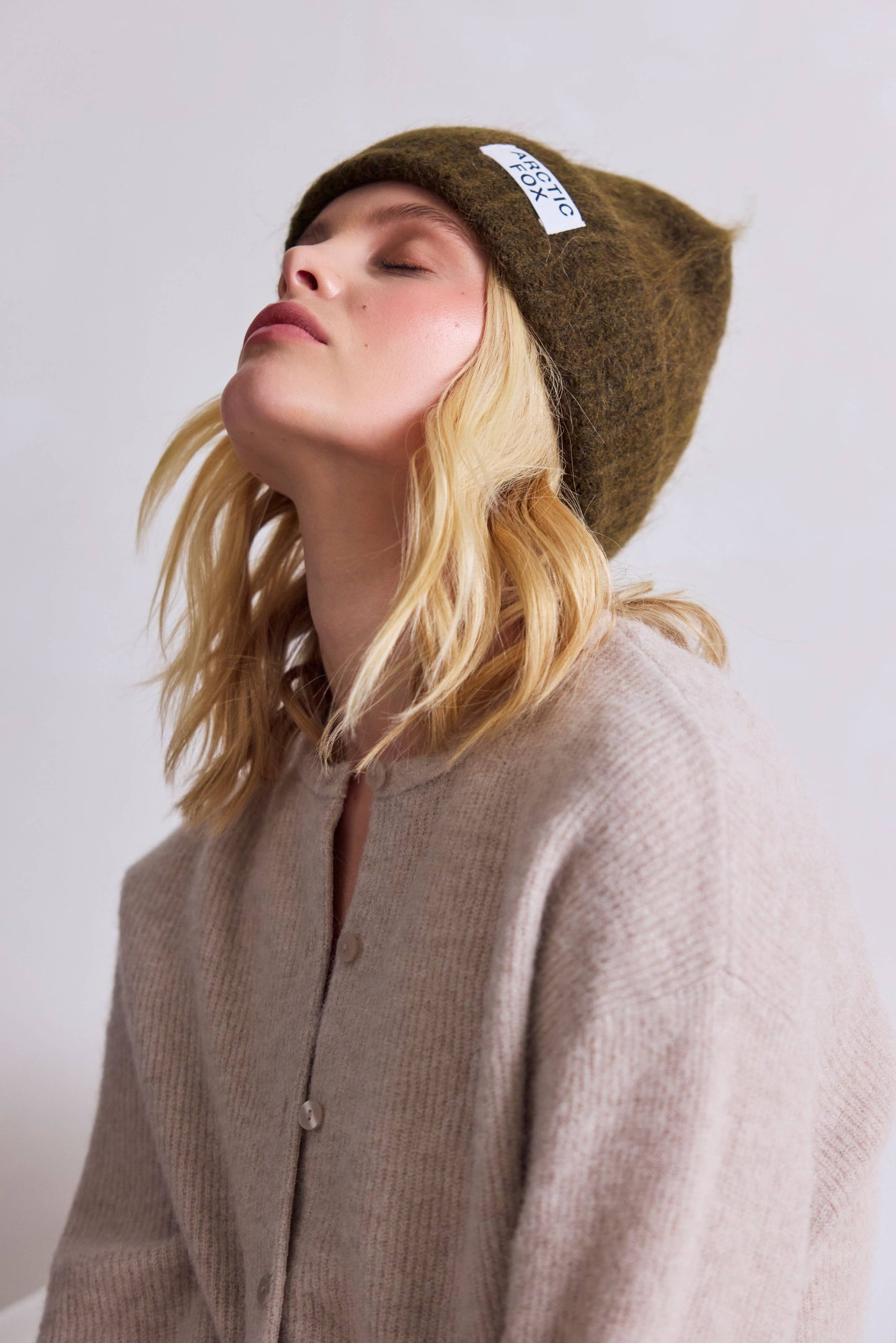 The Mohair Beanie - Khaki Green
