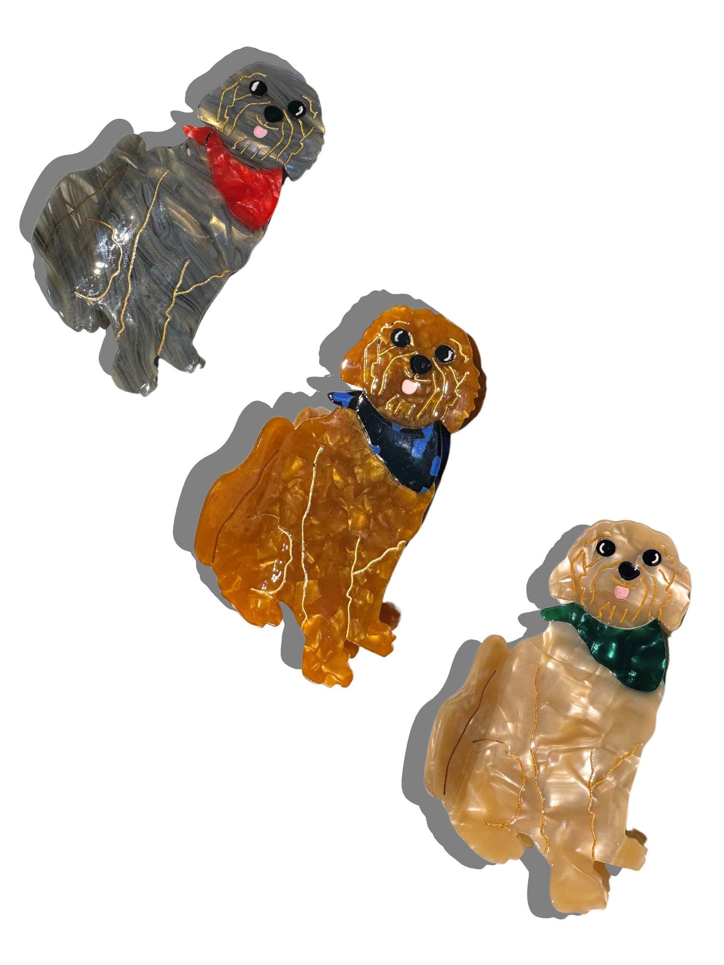 Hand-painted Golden Doodle Claw Clip