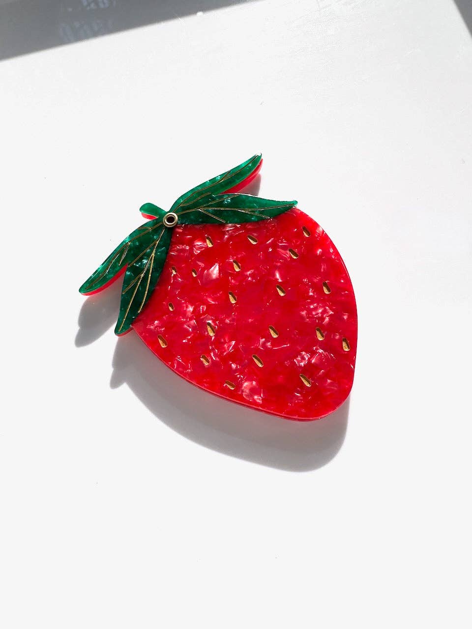 Hand-painted Strawberry Compact Mirror