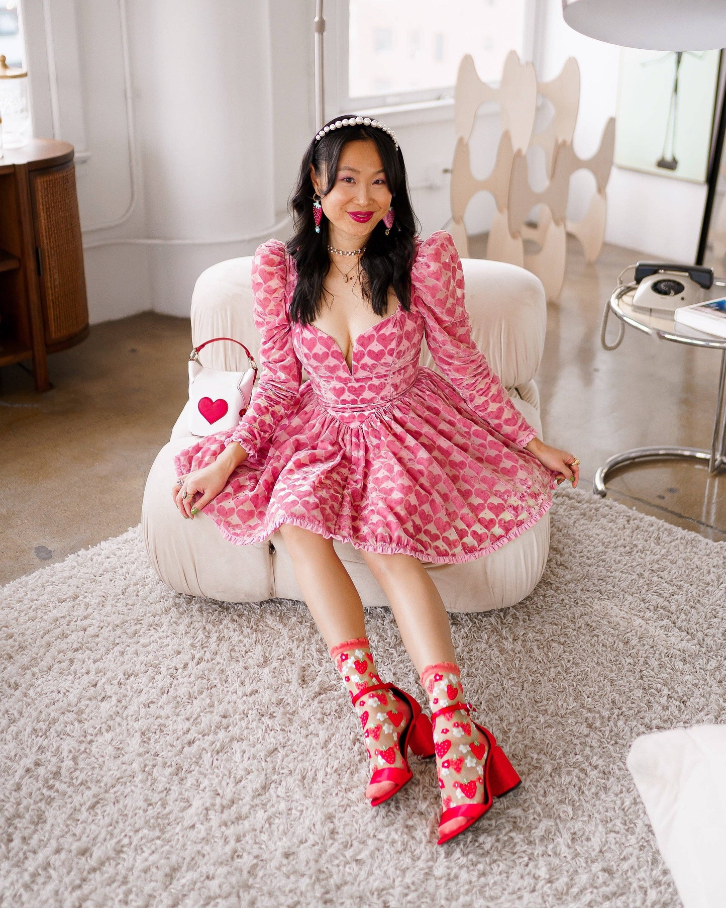 Strawberry Daisies Sheer Ruffle Sock