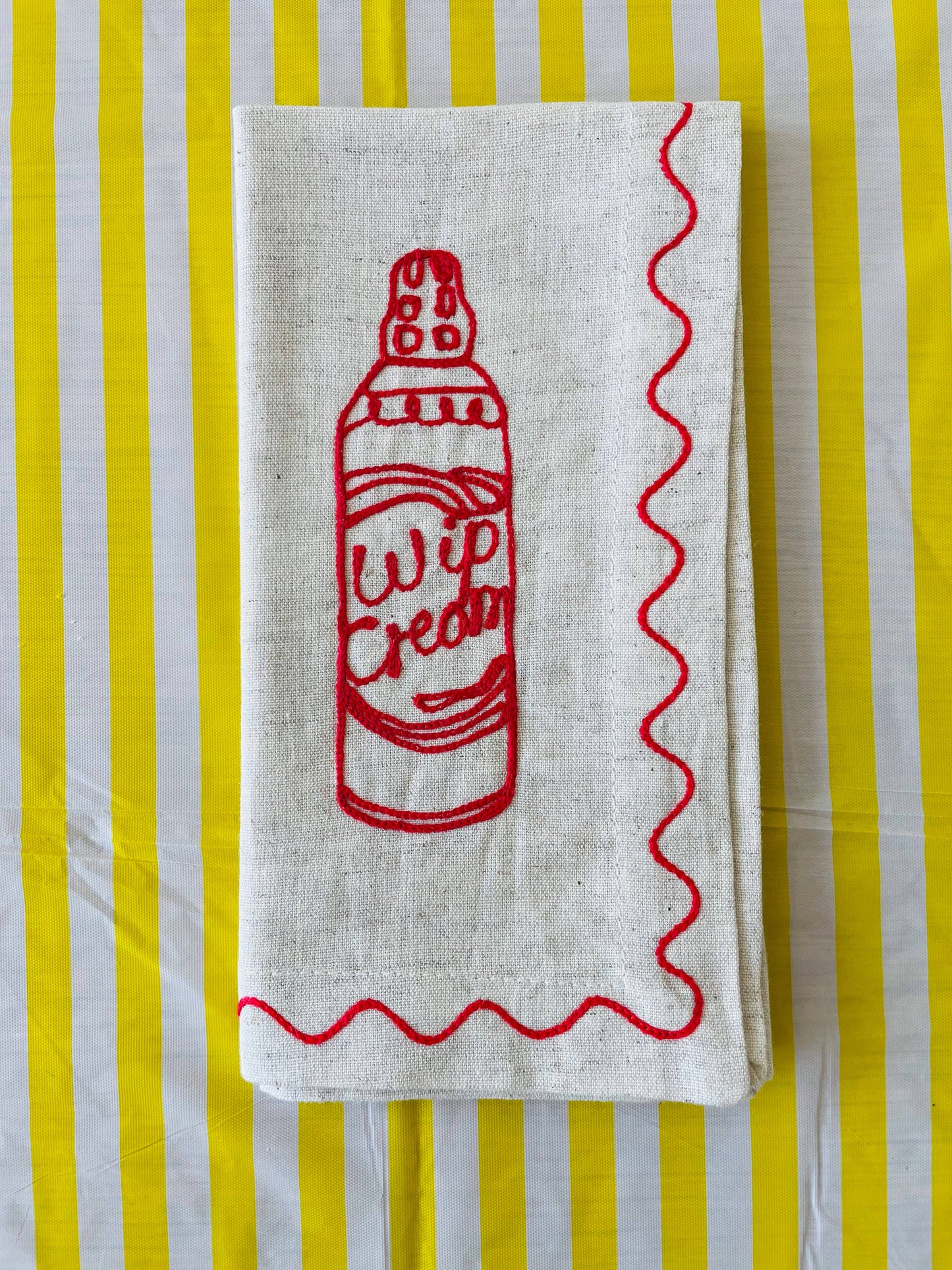 Embroidered 'American Style' Pancake Napkins (Set Of 6)