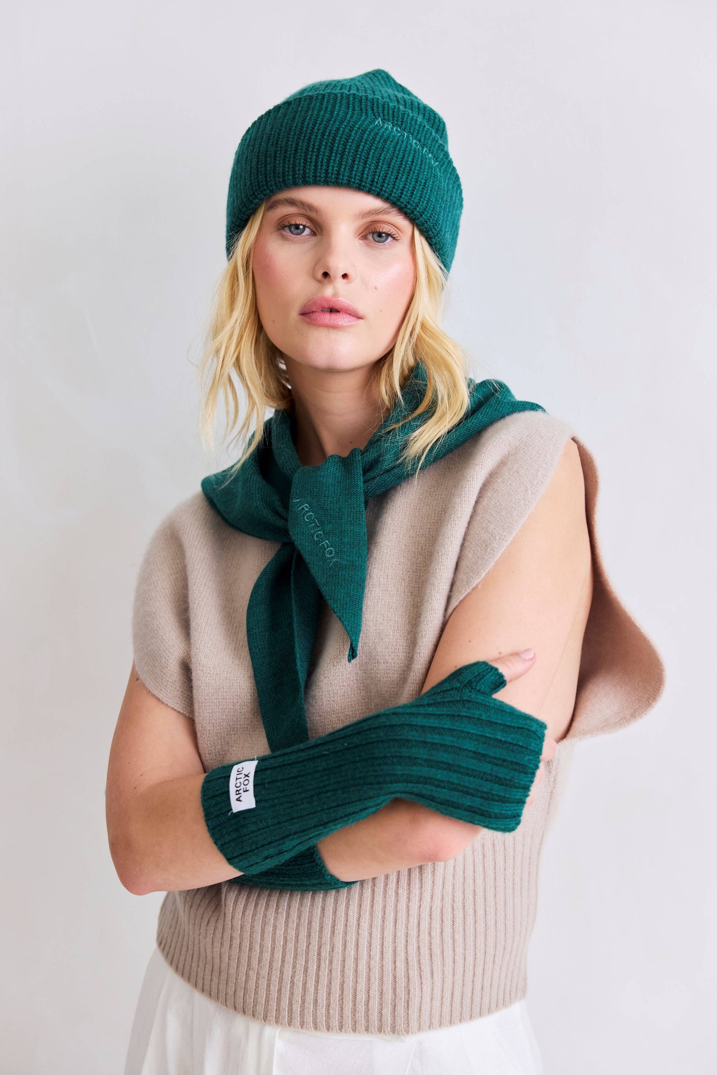 Merino Wool Fingerless Gloves - Alpine Fern
