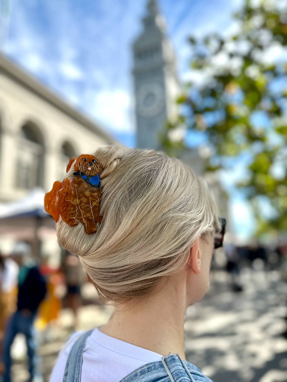 Hand-painted Golden Doodle Claw Clip