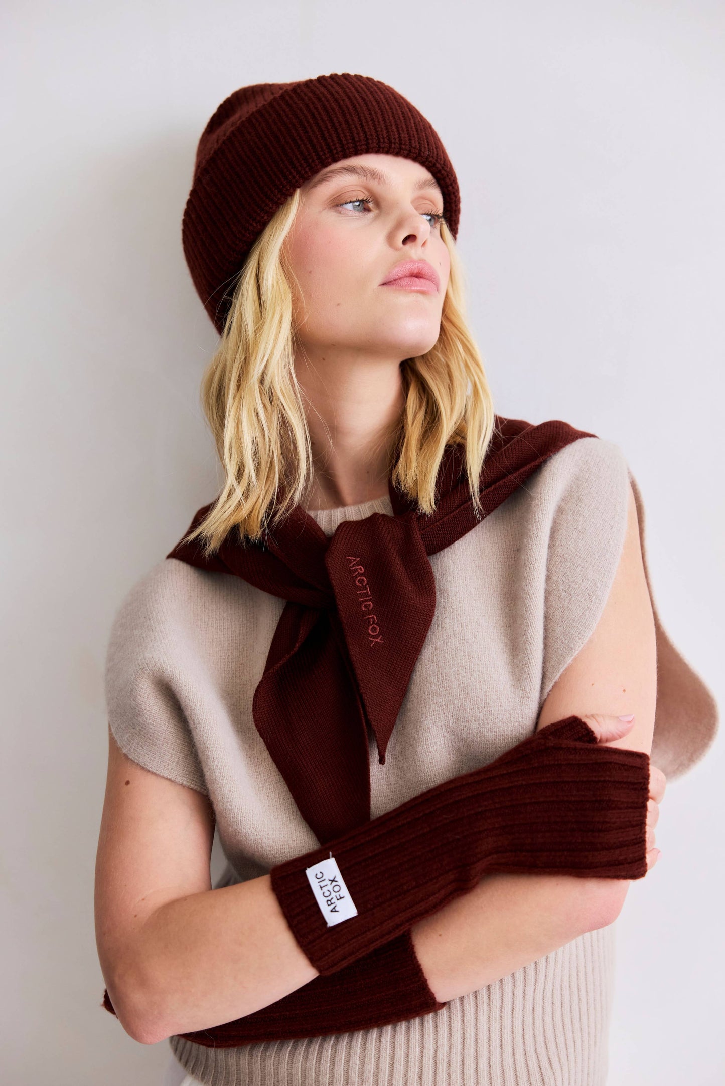 Merino Wool Fingerless Gloves - Dark Walnut Brown