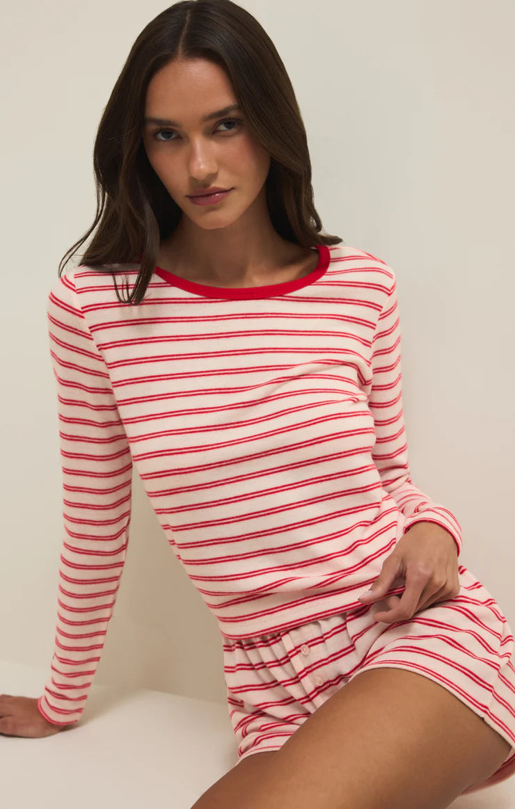 Night In Stripe Pajama Top