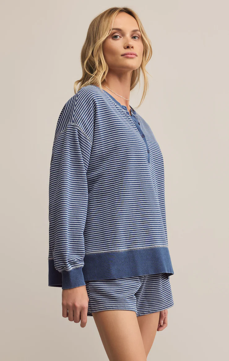 Apollo Knit Denim Striped Sweatshirt