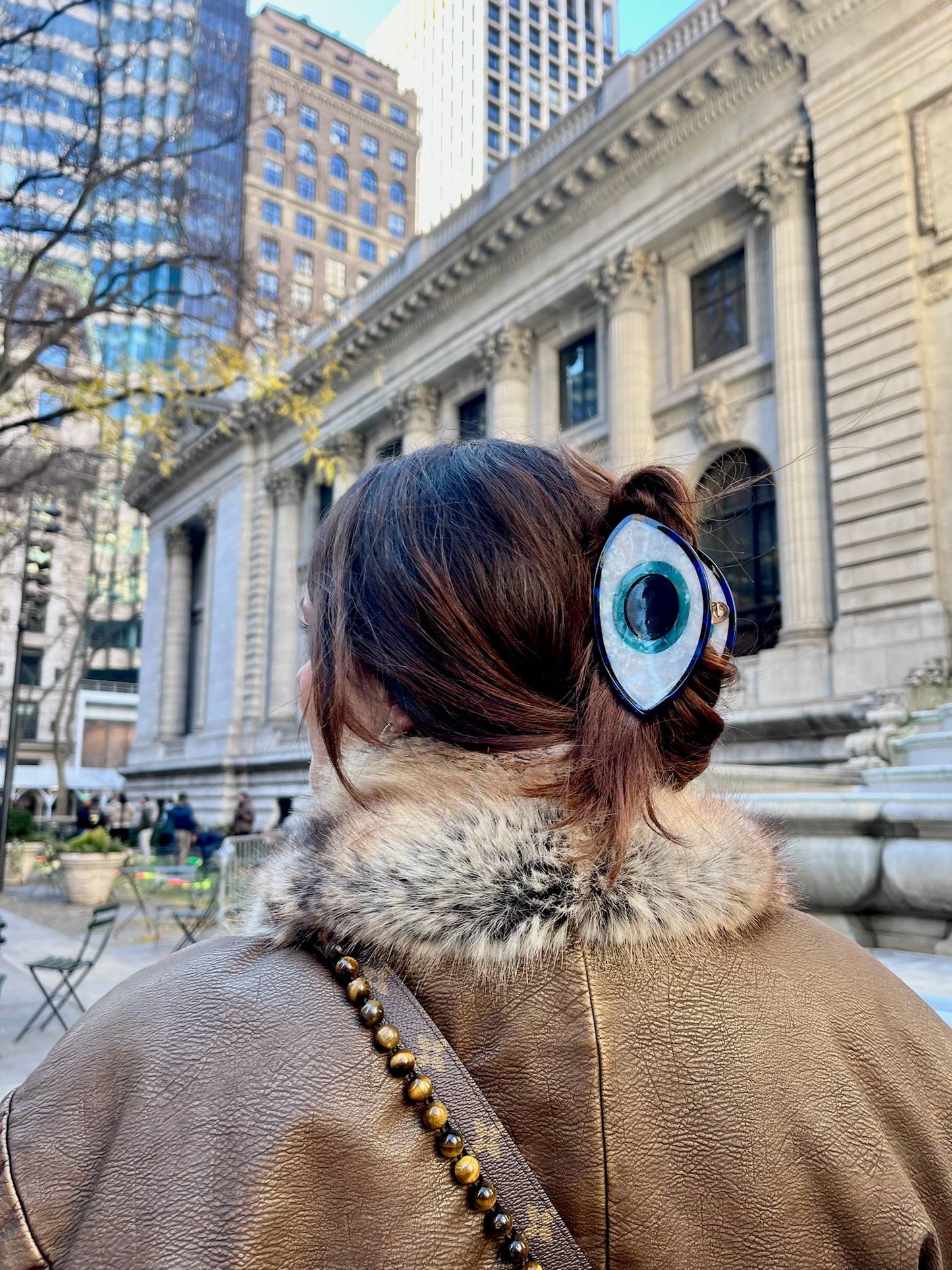 Hand-painted Evil Eye Claw Clip