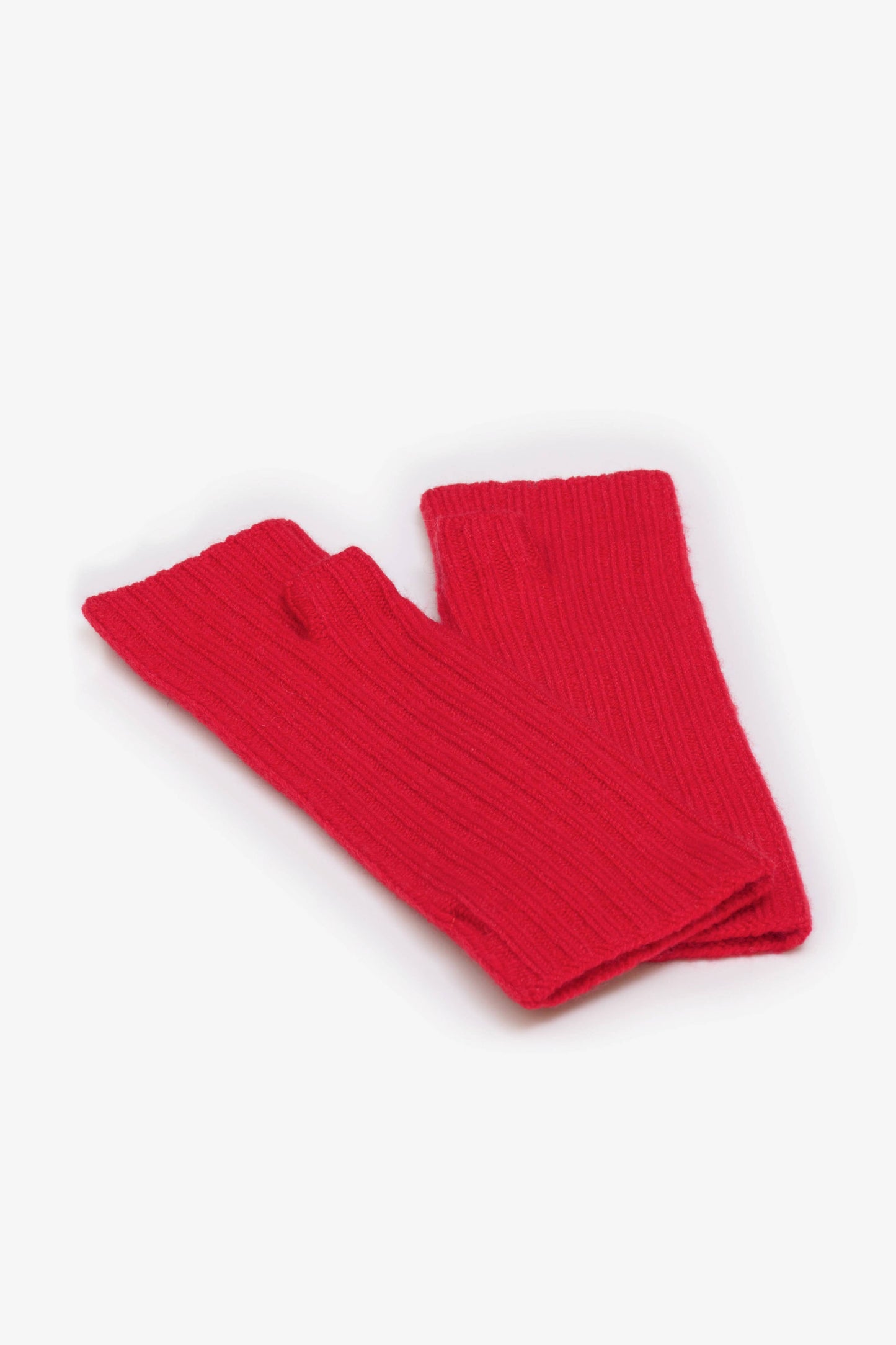 Merino Wool Fingerless Gloves - Flame Red