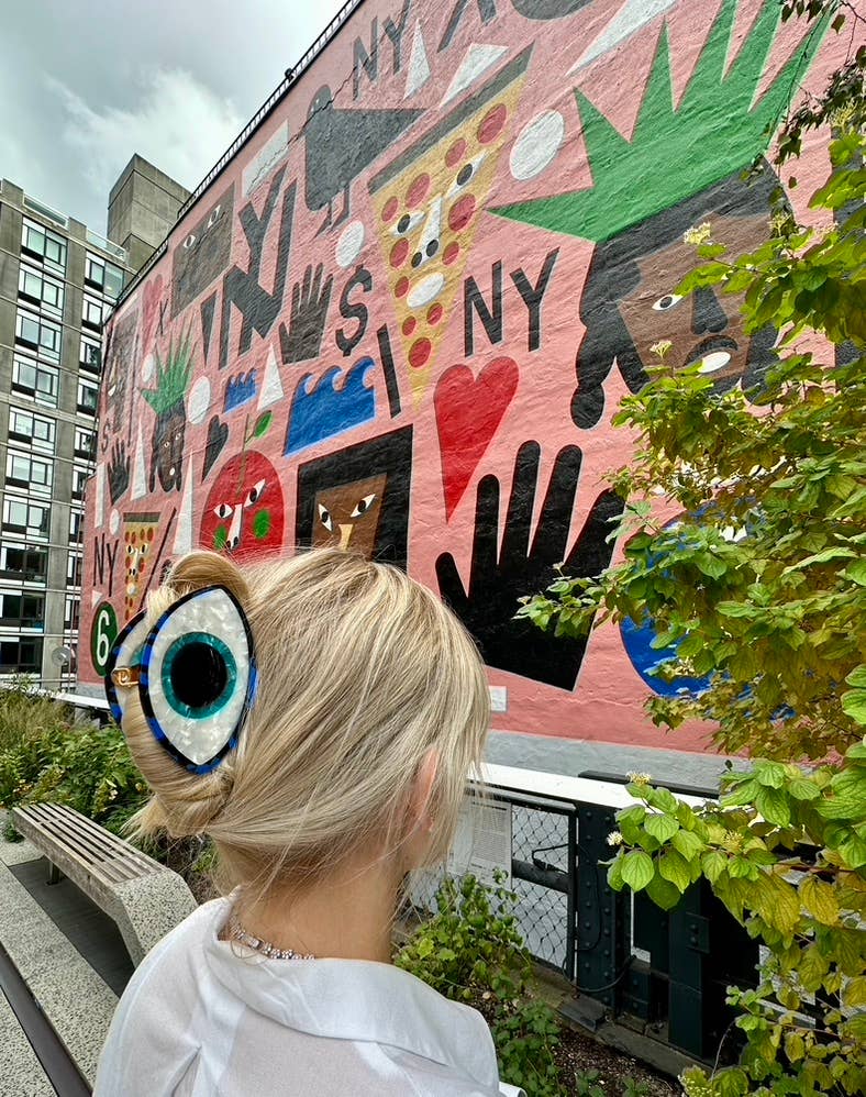 Hand-painted Evil Eye Claw Clip