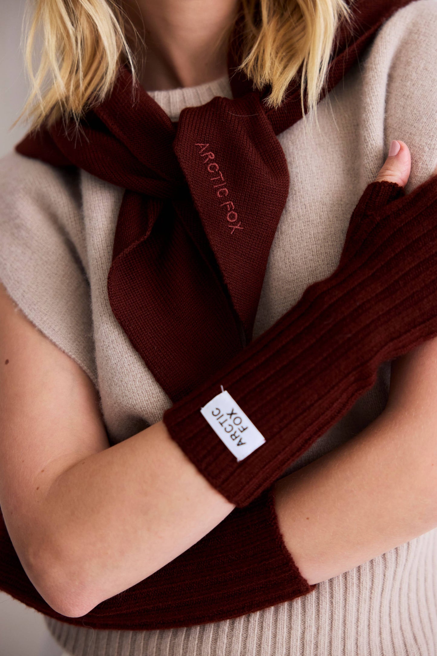 Merino Wool Fingerless Gloves - Dark Walnut Brown