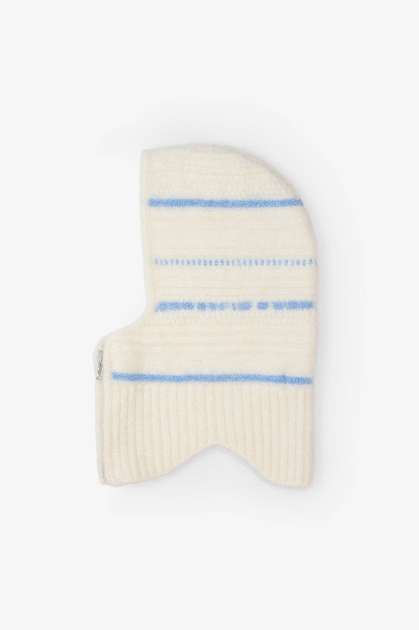 The Alpaca Balaclava with Zip - White/Sky Blue