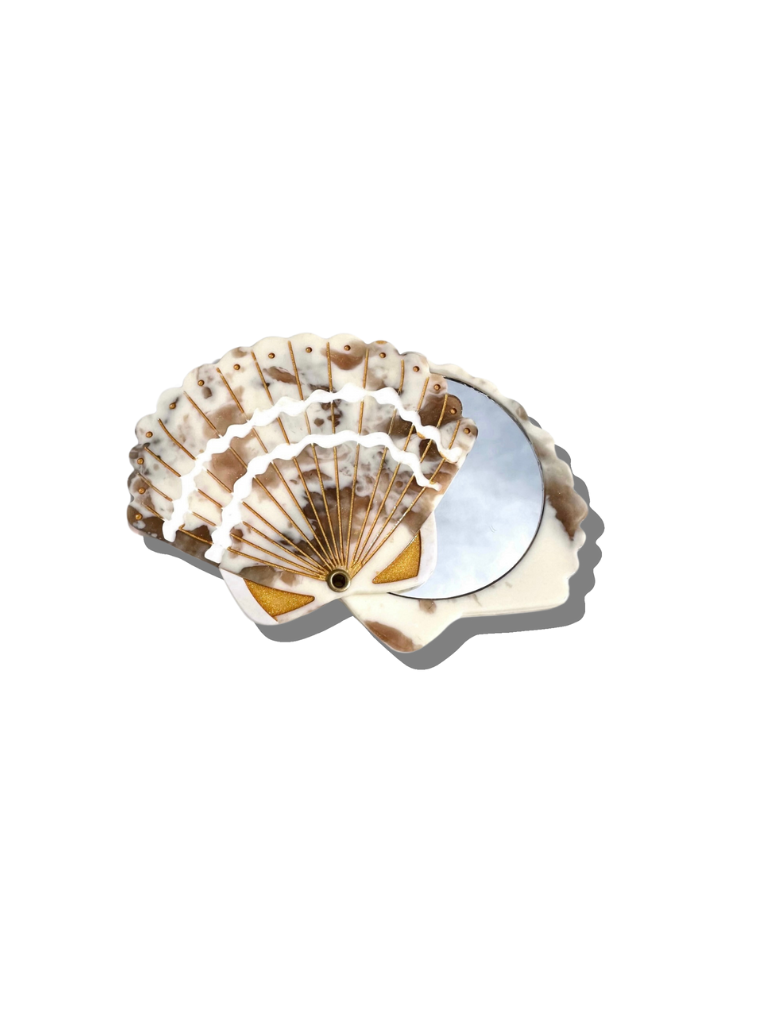 Hand-Painted Seashell Compact Mirror