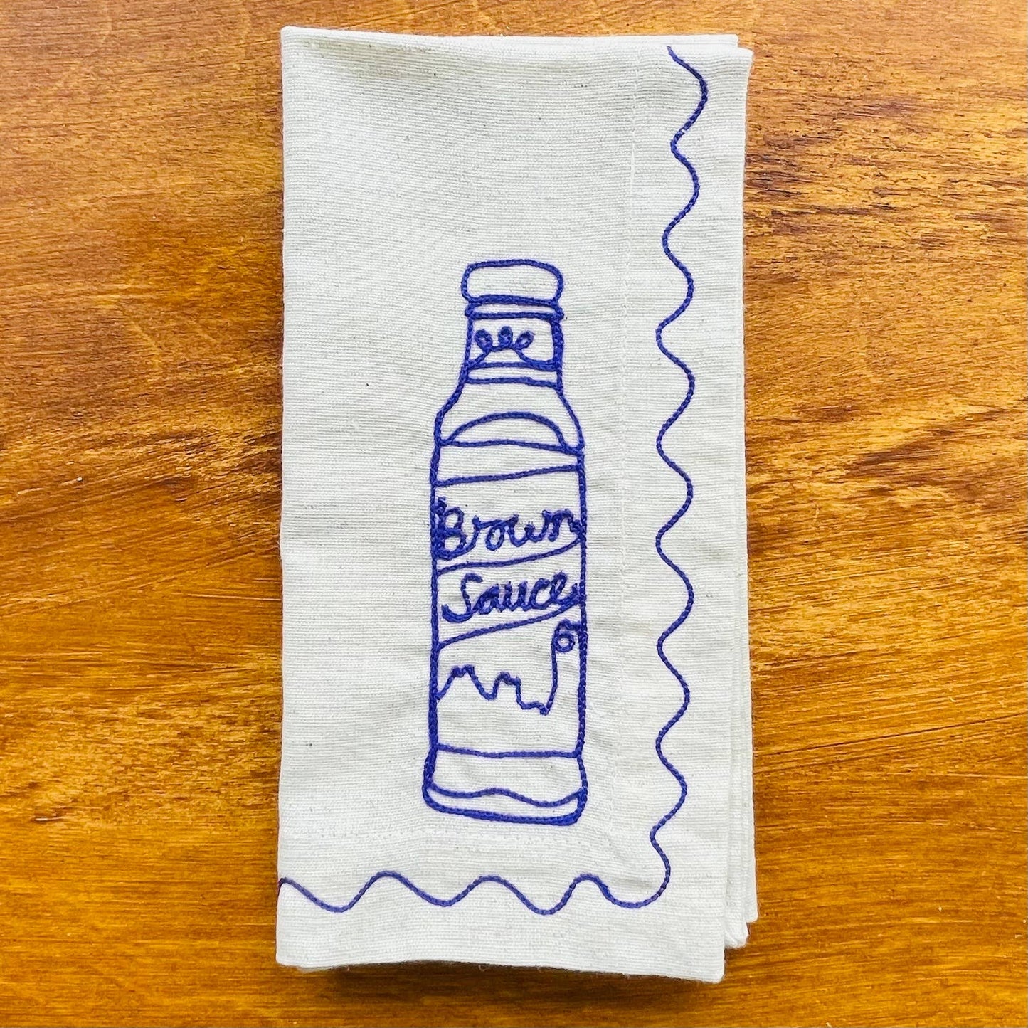 Embroidered Food Condiment Napkins (Set of 6)