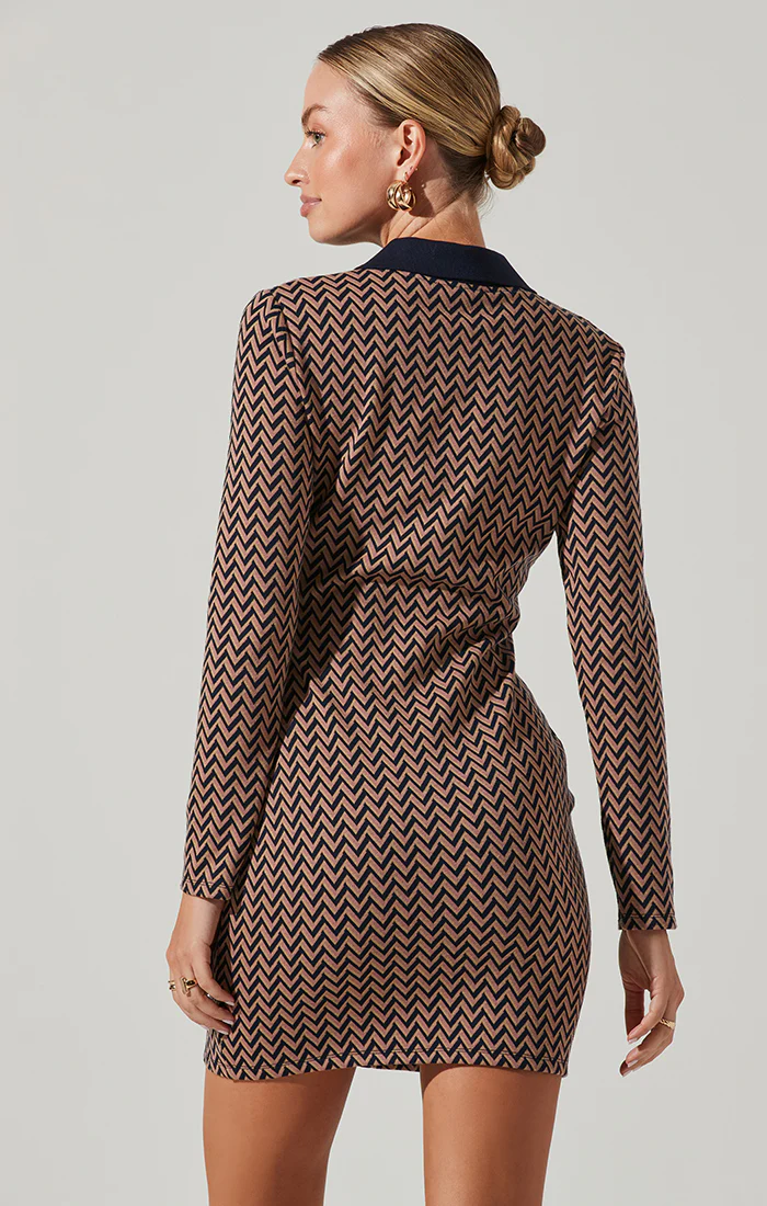 ASTR Kambrie Collared Chevron Mini Dress