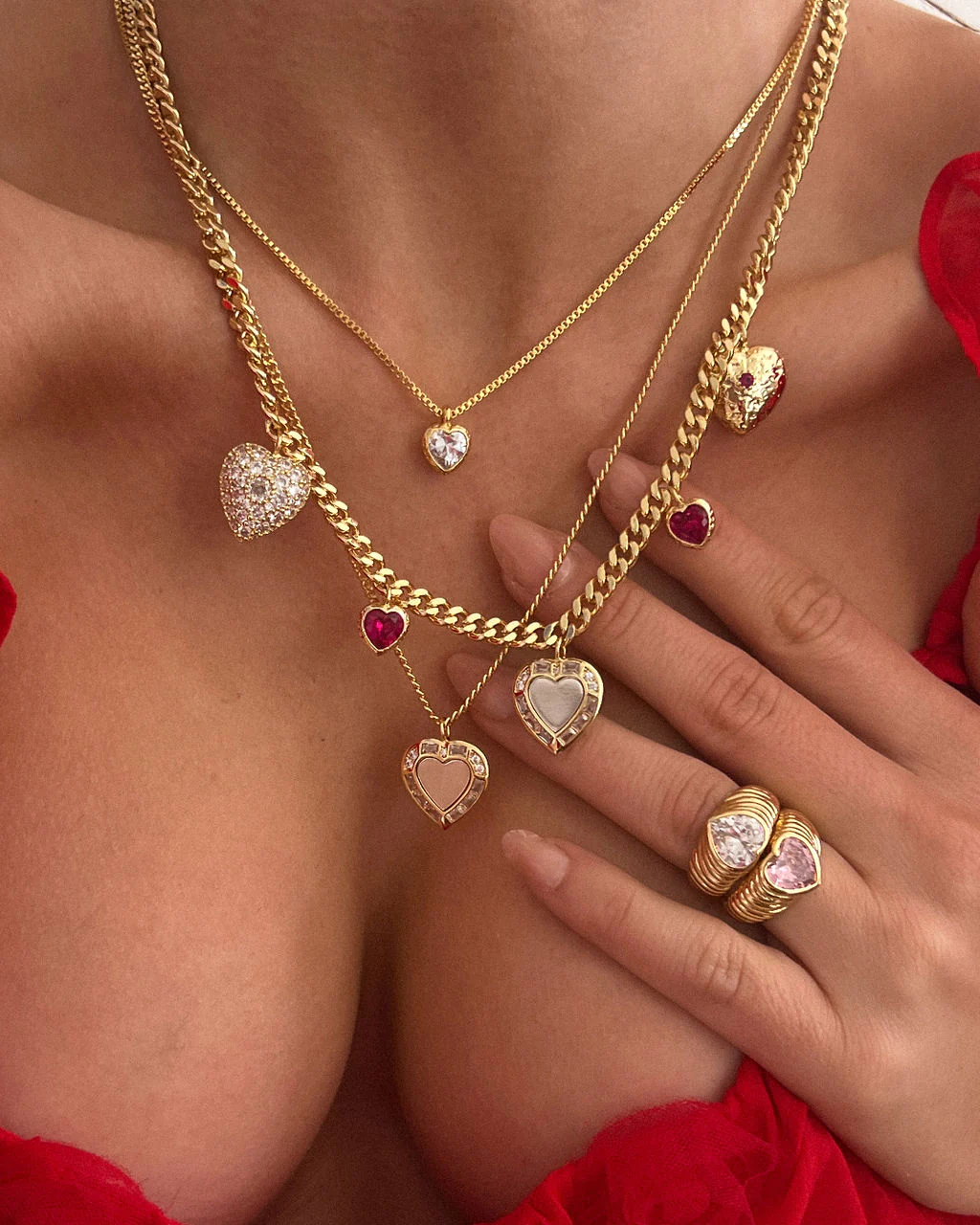 Hanging Hearts Charm Necklace