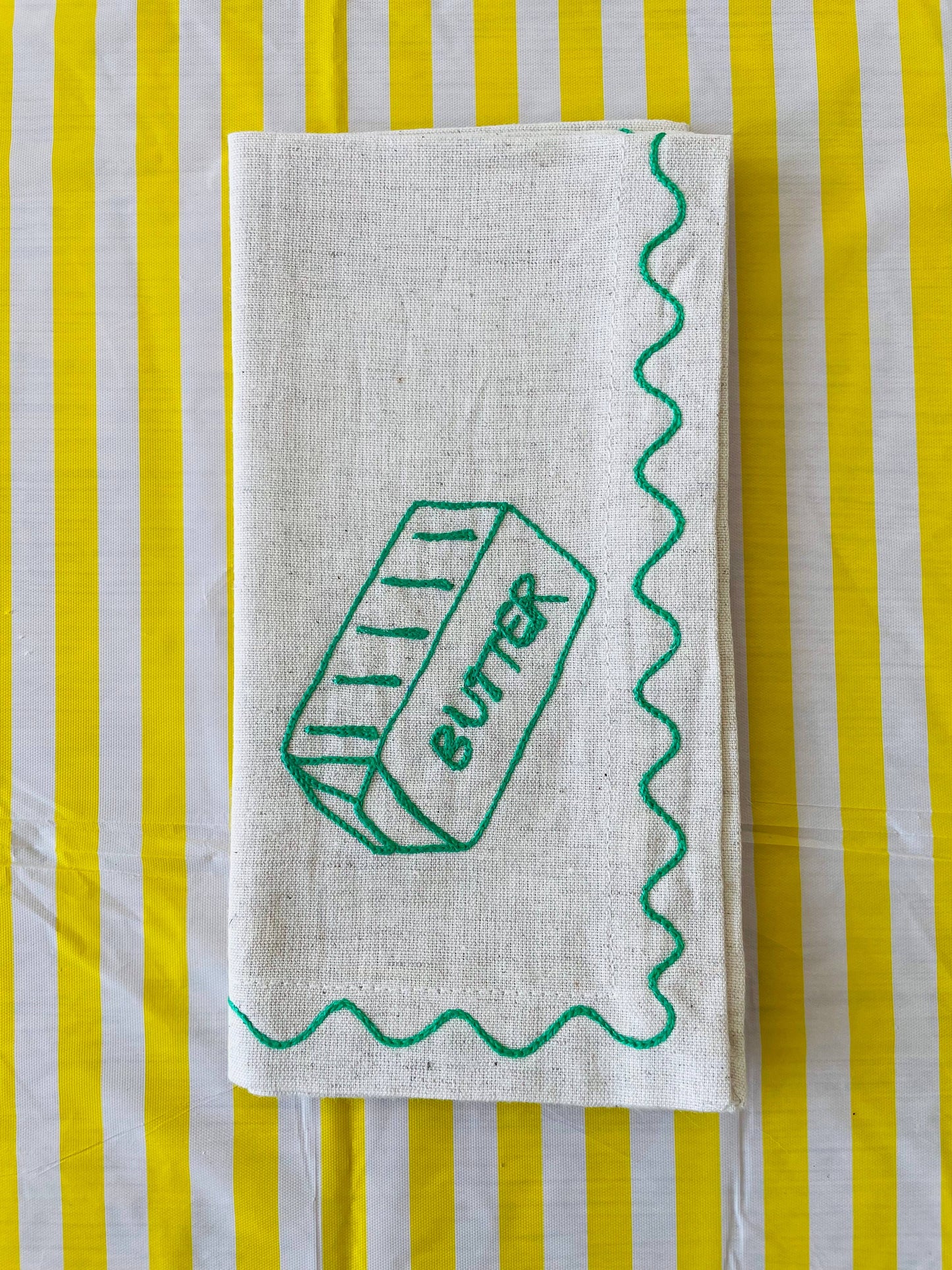 Embroidered 'American Style' Pancake Napkins (Set Of 6)