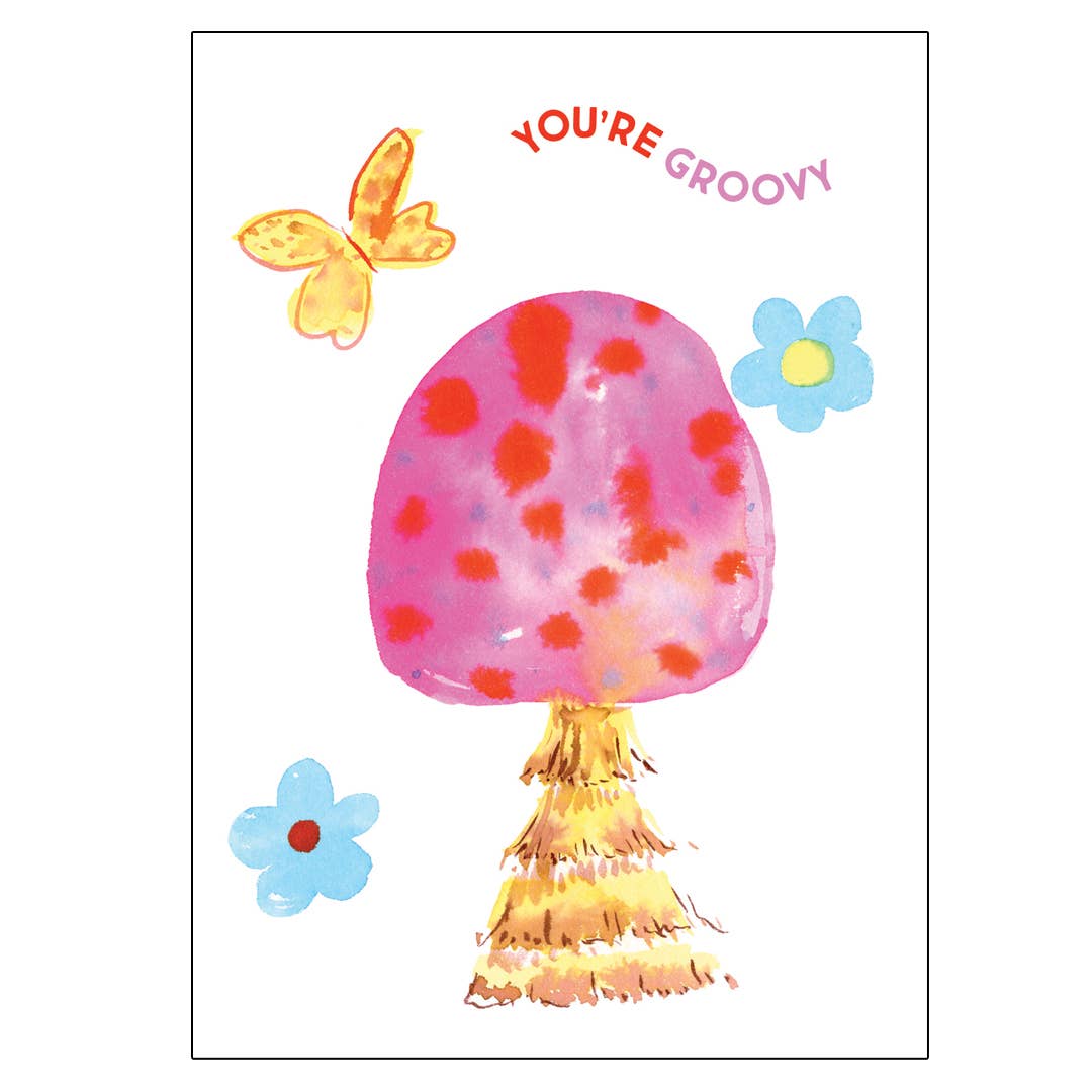 Groovy Mushroom Blank Greeting Card