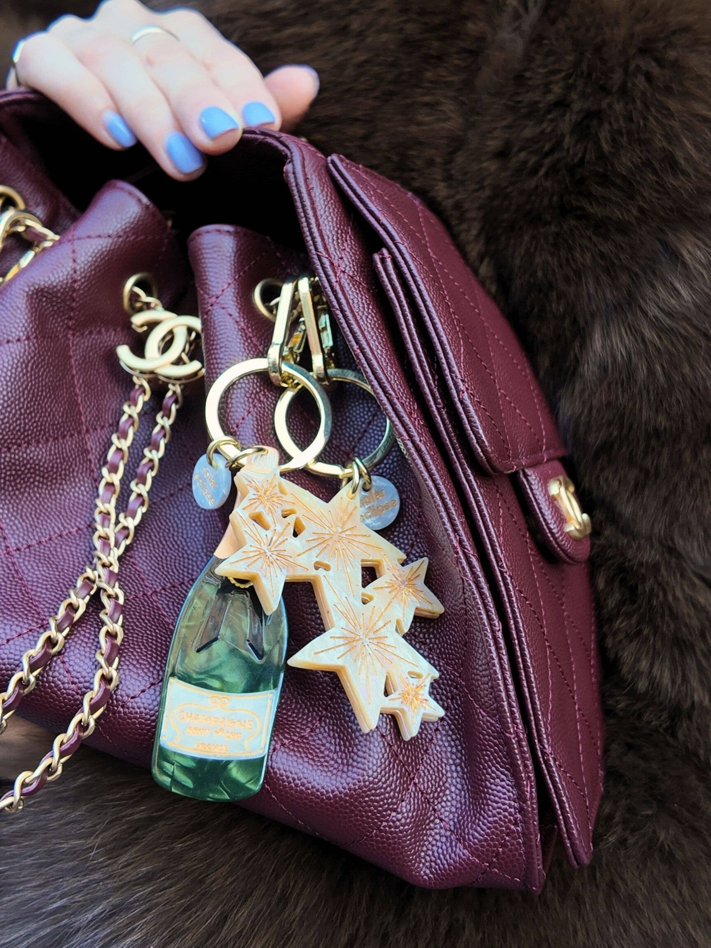 Champagne Bag Charm + Keychain