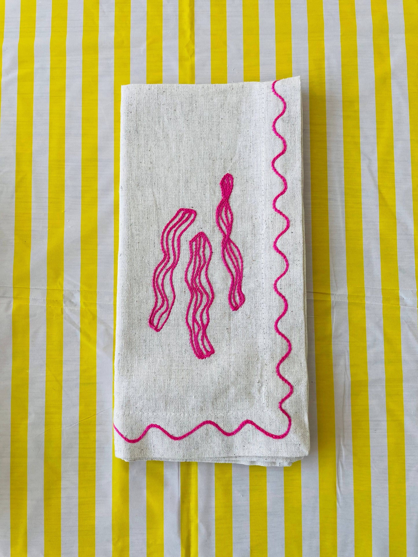 Embroidered 'American Style' Pancake Napkins (Set Of 6)