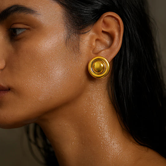 Baylin Round Button Earring (Gold)
