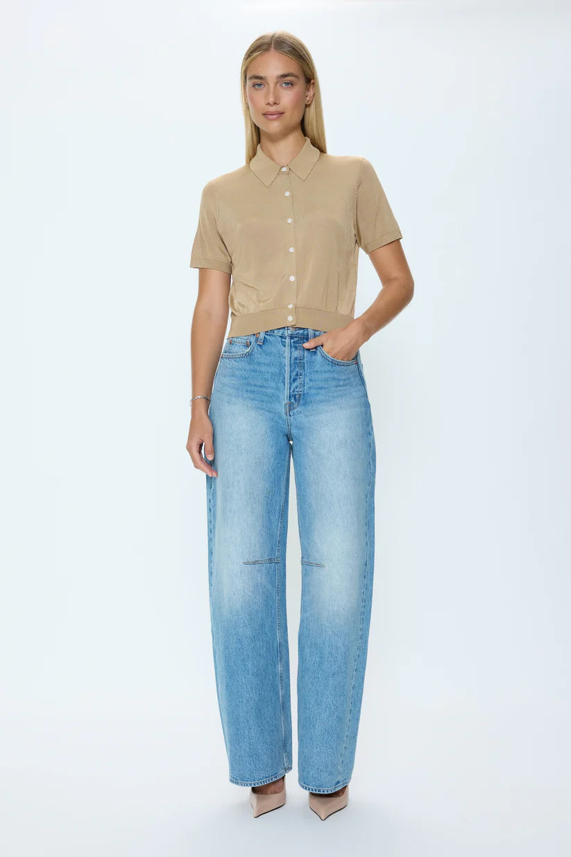 Lucca Short Sleeve Polo Sweater - Wheat