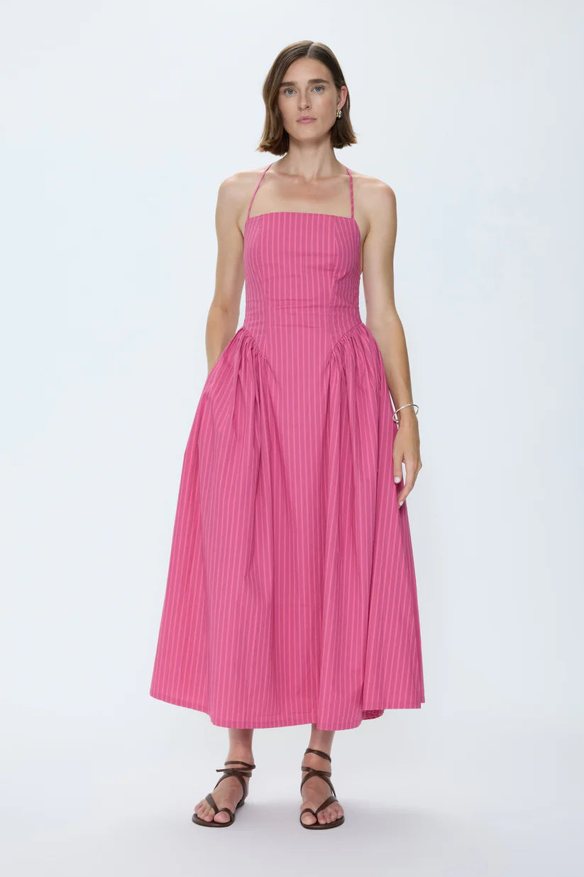 Sadee Open Back Dress - Magenta Stripe