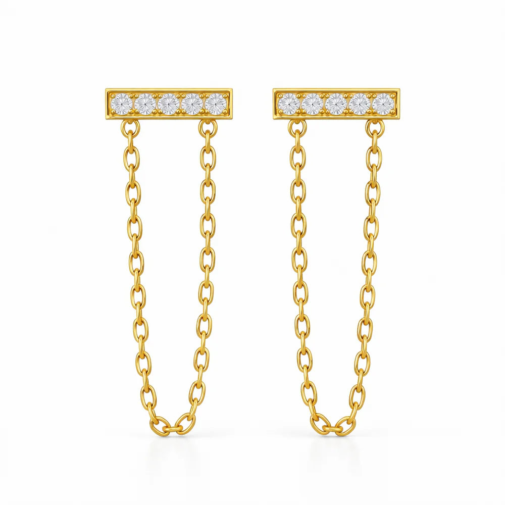 Nina Bar Chain Earrings (Gold)