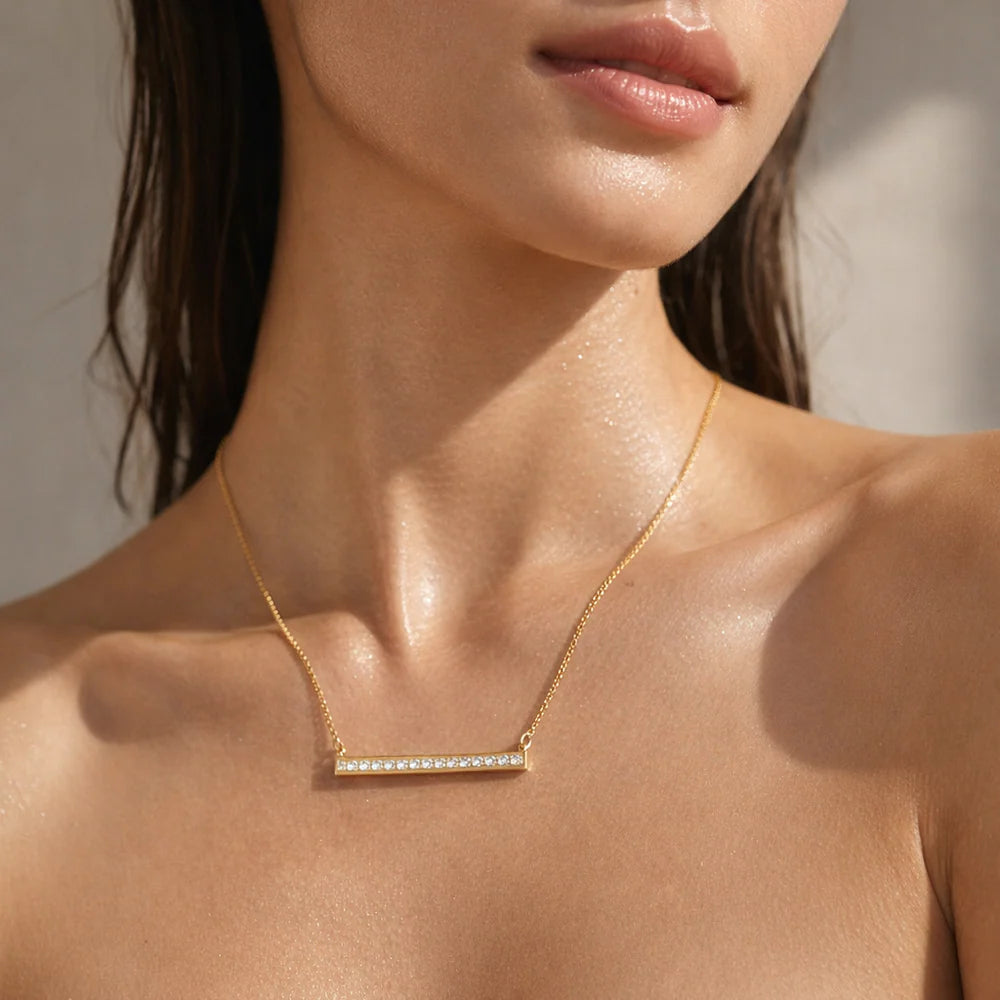 Lorenza Horizontal Bar Necklace (Gold)
