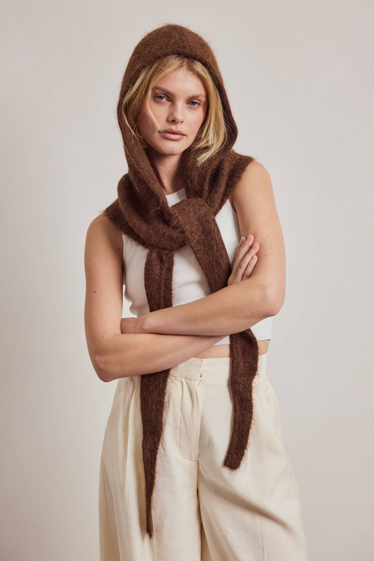 The Alpaca Hooded Scarf - Dark Coffee