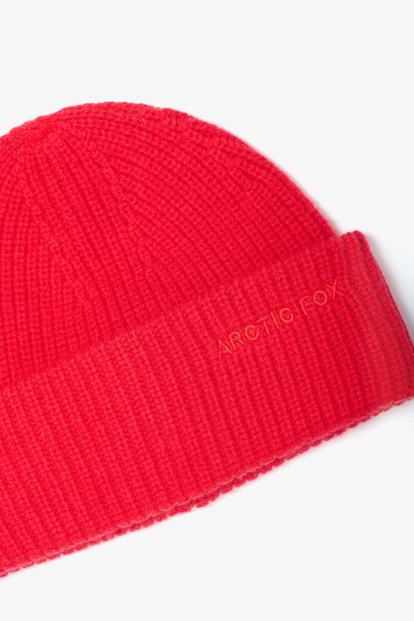 Merino Wool Embroidered Beanie - Flame Red