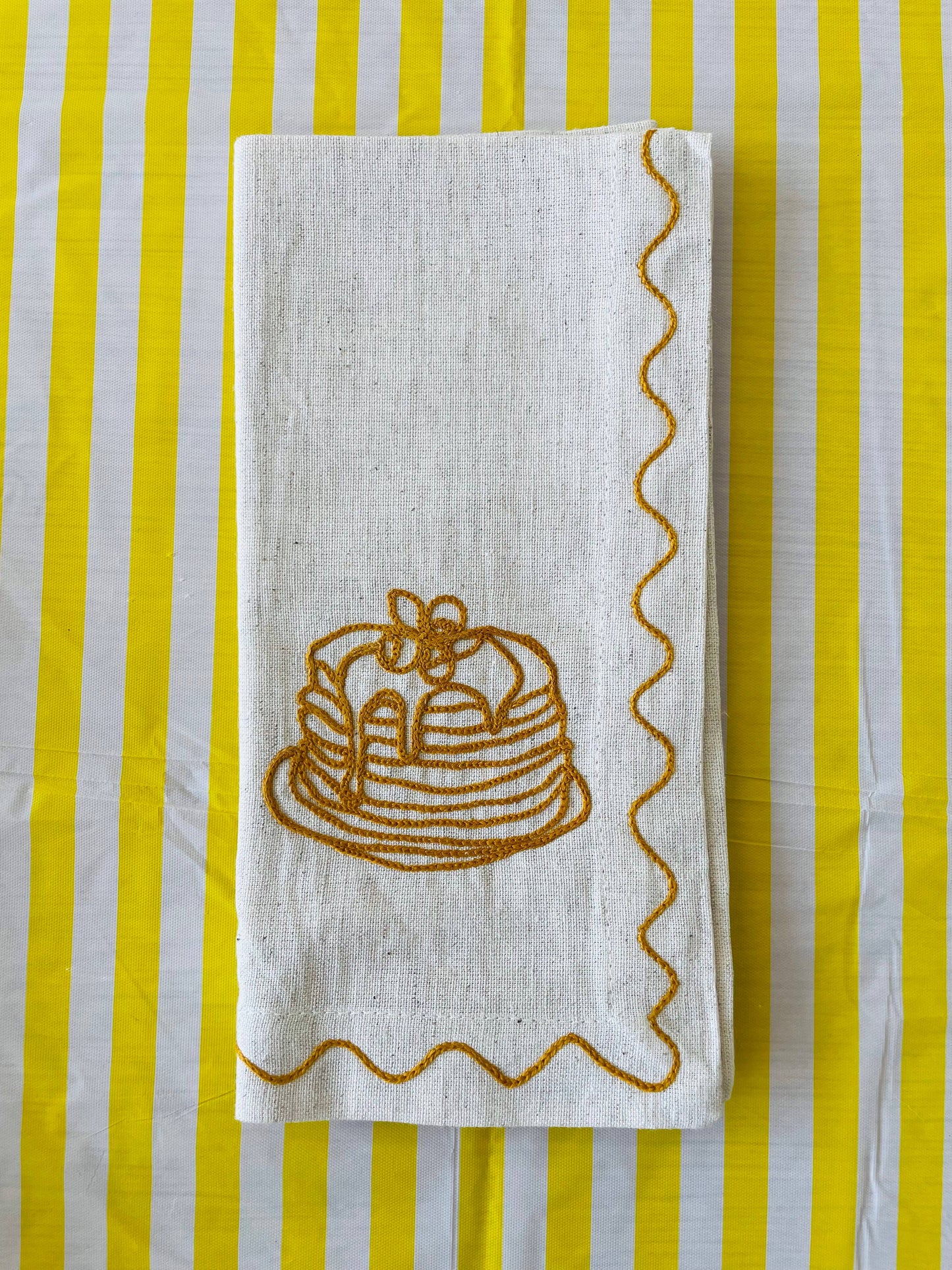 Embroidered 'American Style' Pancake Napkins (Set Of 6)