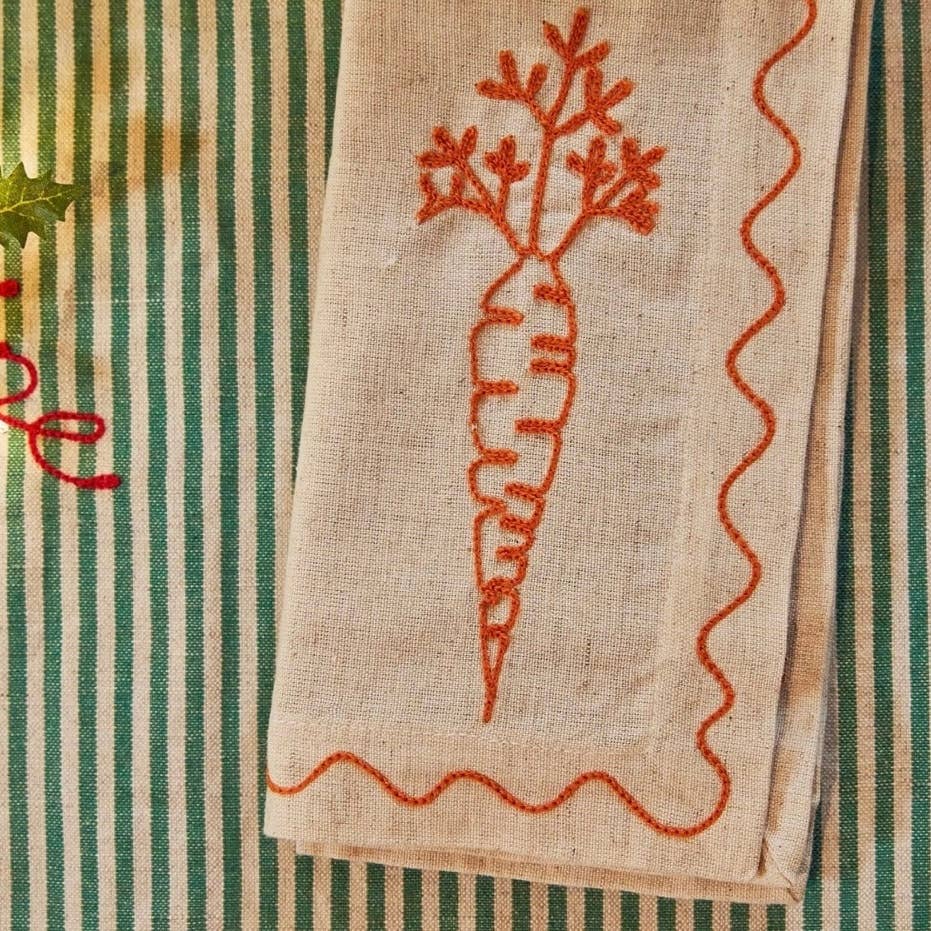Embroidered Vegetable Napkins (Set of 6)