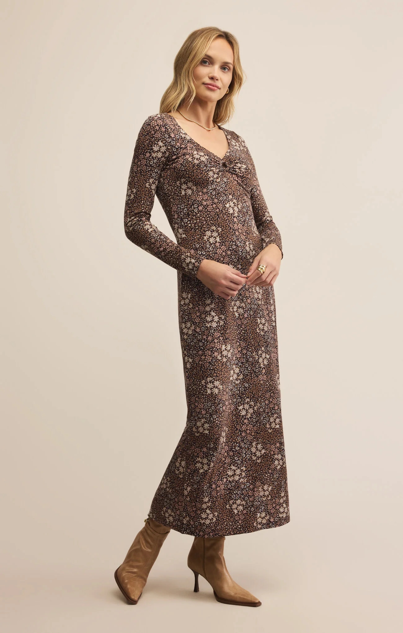 Exhale Sable Floral Midi Dress