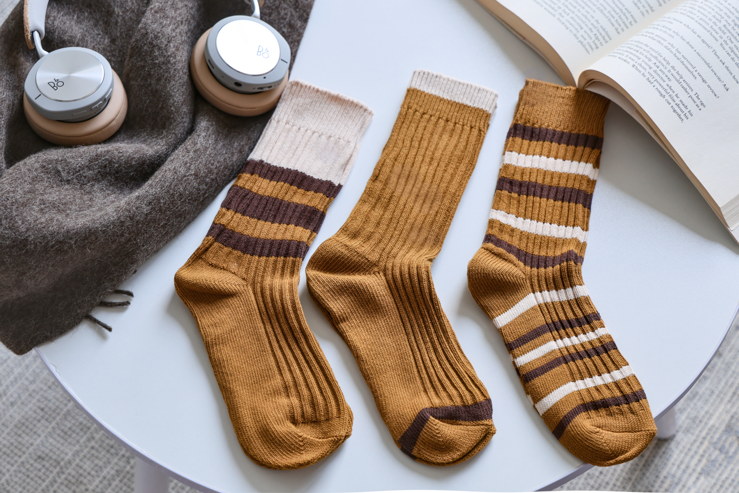 Striped Knit Crew Socks