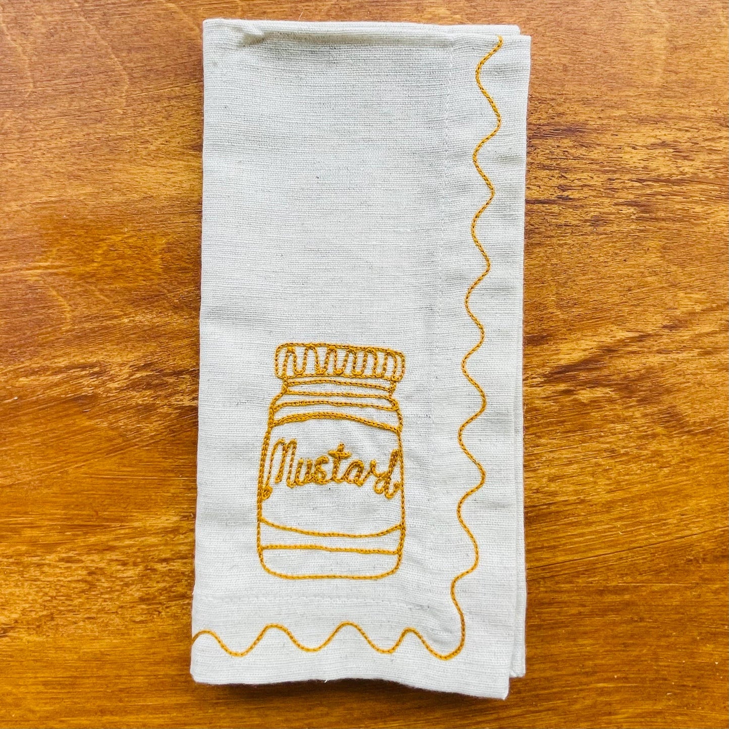 Embroidered Food Condiment Napkins (Set of 6)