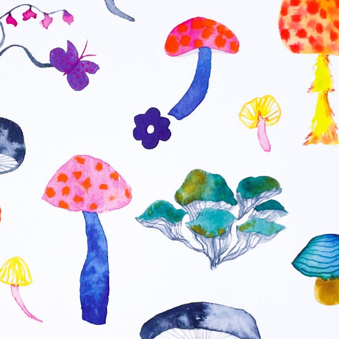 Watercolor Mushrooms Blank Greeting Card