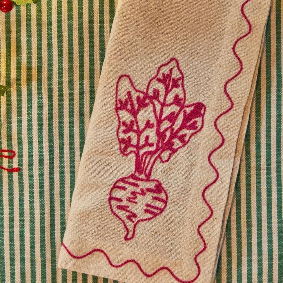 Embroidered Vegetable Napkins (Set of 6)