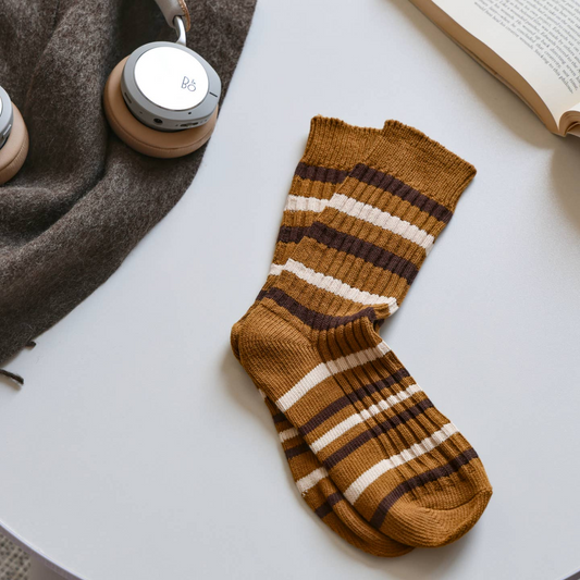 Striped Knit Crew Socks
