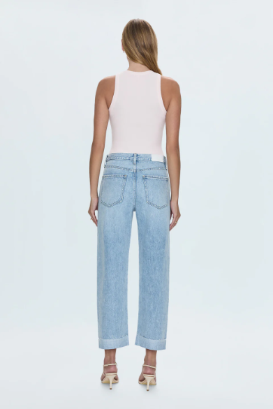 Kacey Mid Rise Cuffed Straight Jean