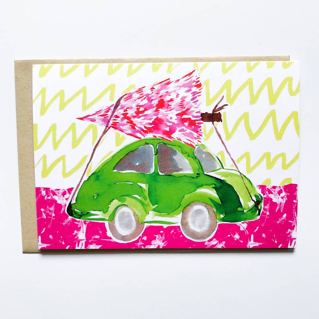 Pink Tree Christmas Card