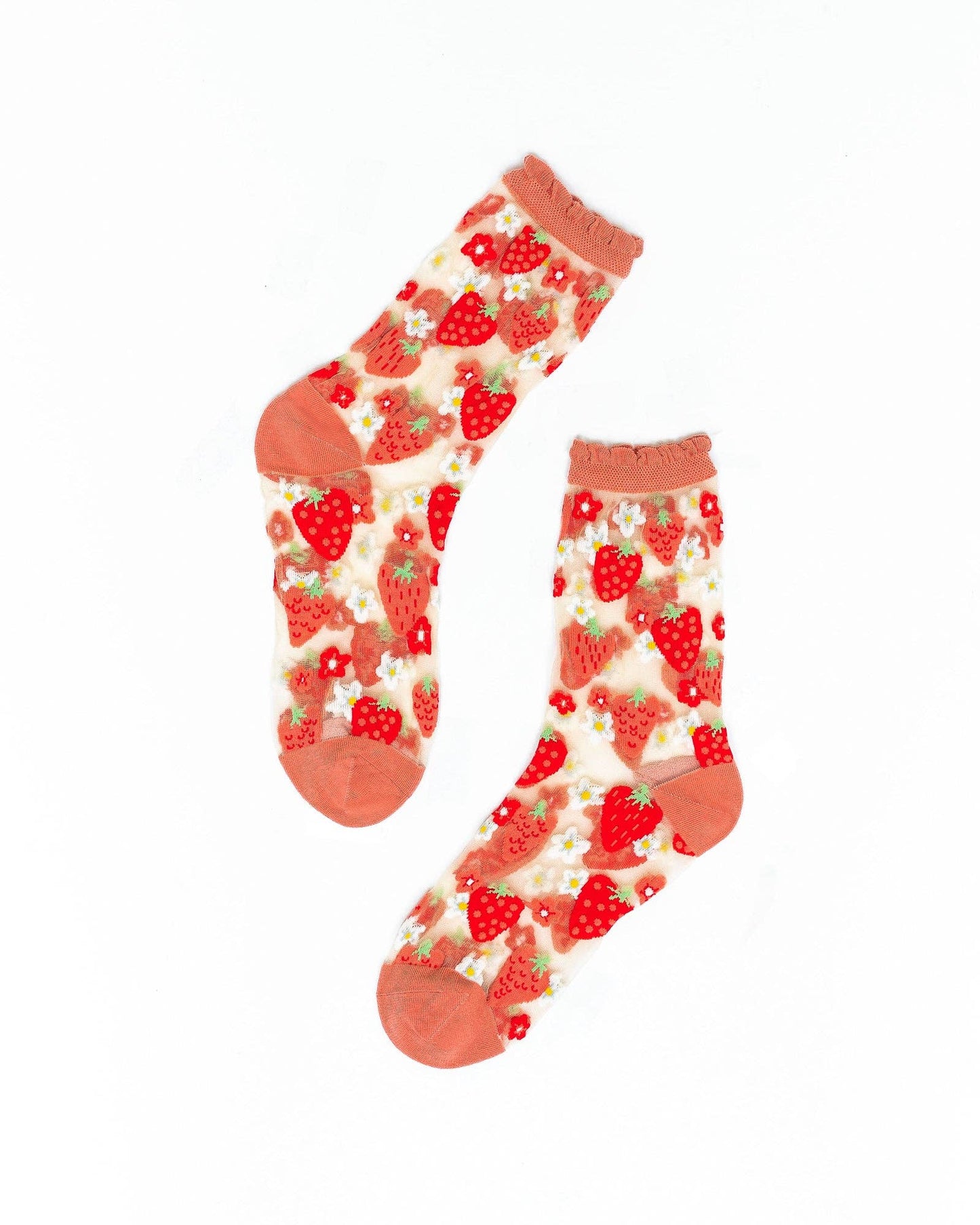 Strawberry Daisies Sheer Ruffle Sock