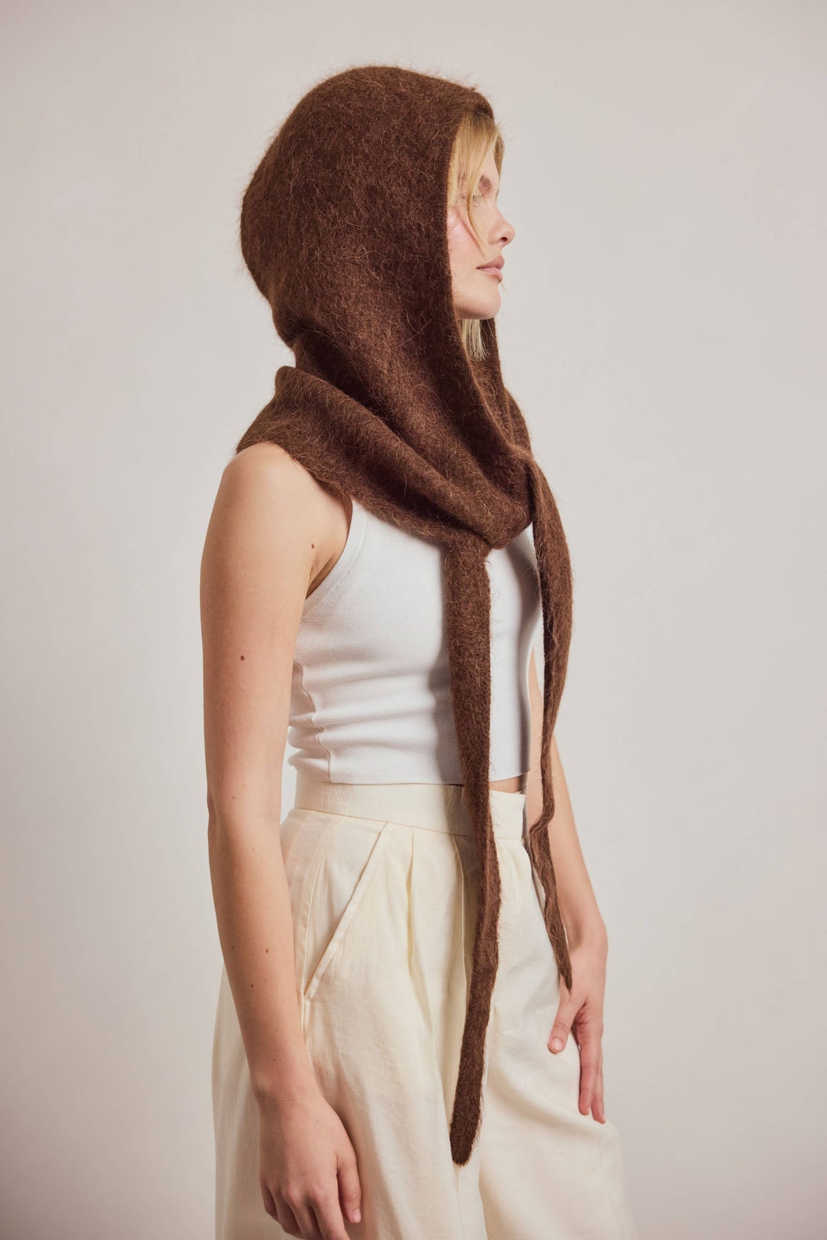 The Alpaca Hooded Scarf - Dark Coffee
