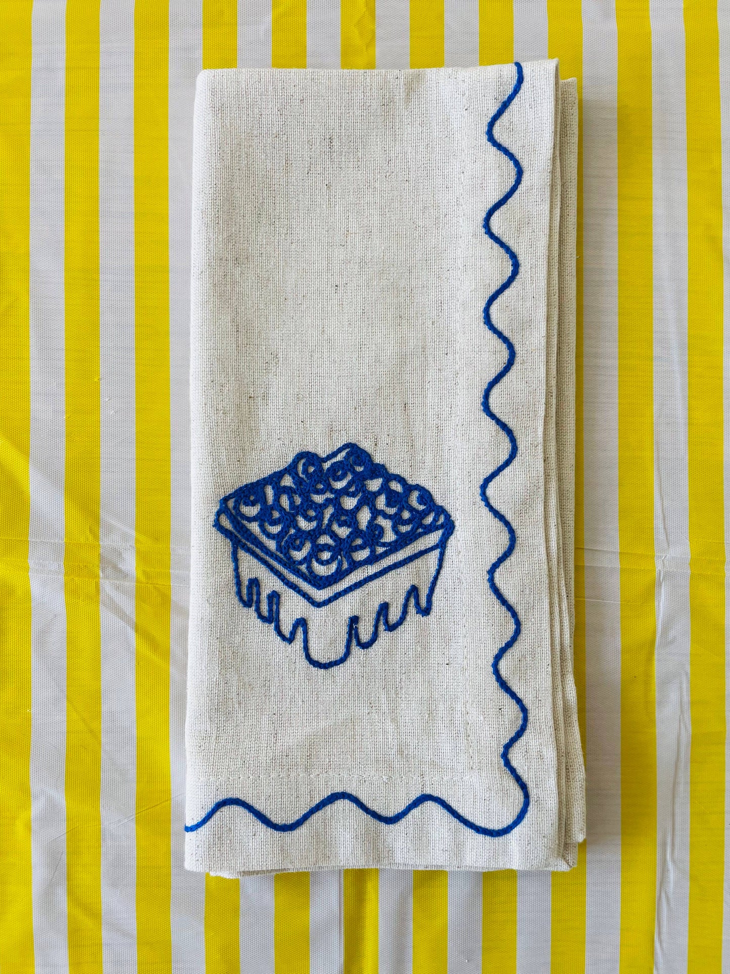 Embroidered 'American Style' Pancake Napkins (Set Of 6)